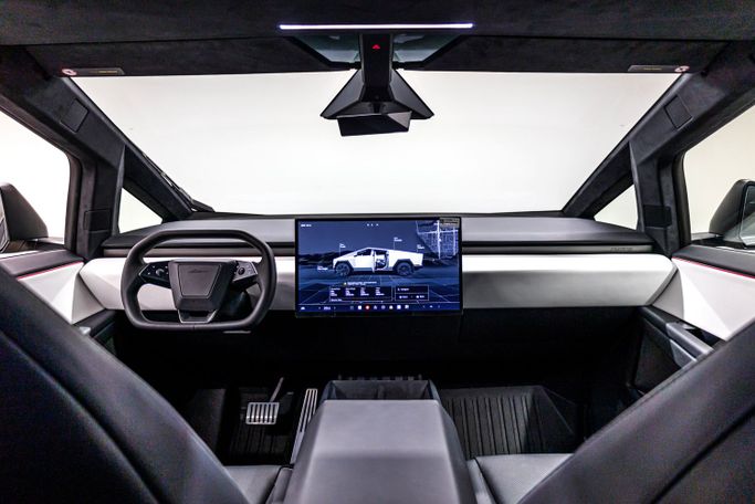 Tesla Cybertruck Cyberbeast, 2024 electric pickup double cab for rent in Dubai by POF RENTAL, silver color | AUTO.AE