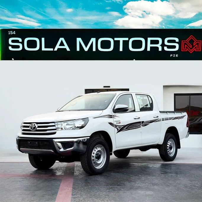 New Toyota Hilux VIII Facelift, 2.8 l, 2025 in Dubai by Sola Motors, White color. GCC Specs | AUTO.AE