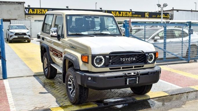 New Toyota Land Cruiser 70 Series Facelift 2, 4.0 l, 2024 in Dubai by Najem Motors, Beige color. GCC Specs | AUTO.AE