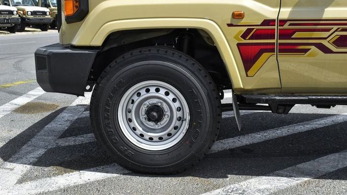 New Toyota Land Cruiser 70 Series Facelift 2, 4.0 l, 2024 in Dubai by Najem Motors, Beige color. GCC Specs | AUTO.AE