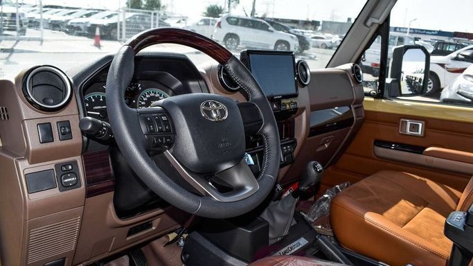 New Toyota Land Cruiser 70 Series Facelift 2, 4.0 l, 2024 in Dubai by Najem Motors, Beige color. GCC Specs | AUTO.AE