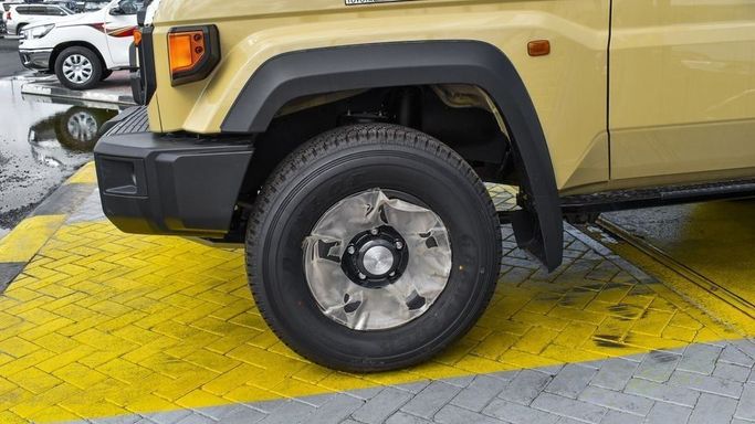 New Toyota Land Cruiser 70 Series Facelift 2, 4.0 l, 2024 in Dubai by Najem Motors, Beige color. GCC Specs | AUTO.AE