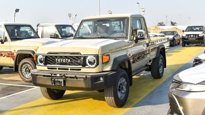 New Toyota Land Cruiser 70 Series Facelift 2, 4.0 l, 2024 in Dubai by Najem Motors, Beige color. GCC Specs | AUTO.AE