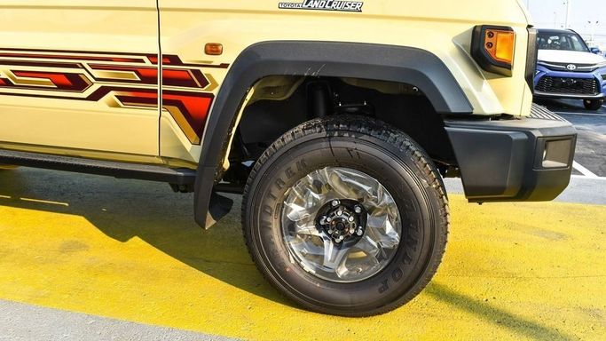 New Toyota Land Cruiser 70 Series Facelift 2, 4.0 l, 2024 in Dubai by Najem Motors, Beige color. GCC Specs | AUTO.AE