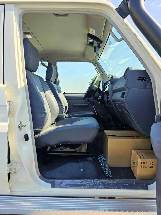 New Toyota Land Cruiser 70 Series Facelift 2, 4.5 l, 2024 in Dubai by SK Motors, White color. GCC Specs | AUTO.AE