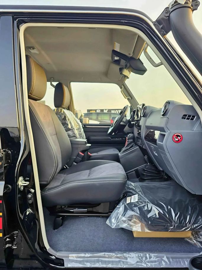 New Toyota Land Cruiser 70 Series Facelift 2, 2.8 l, 2025 in Dubai by SK Motors, Black color. GCC Specs | AUTO.AE