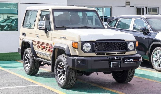 New Toyota Land Cruiser 70 Series Facelift 2, 2.8 l, 2024 in Dubai by Atlantis Motors FZE, Tan color. GCC Specs | AUTO.AE | Listing #265671