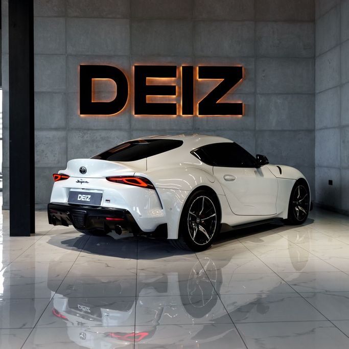 Toyota Supra V (A90), 2022 sport coupe for rent in Dubai by DEIZ, white color | AUTO.AE