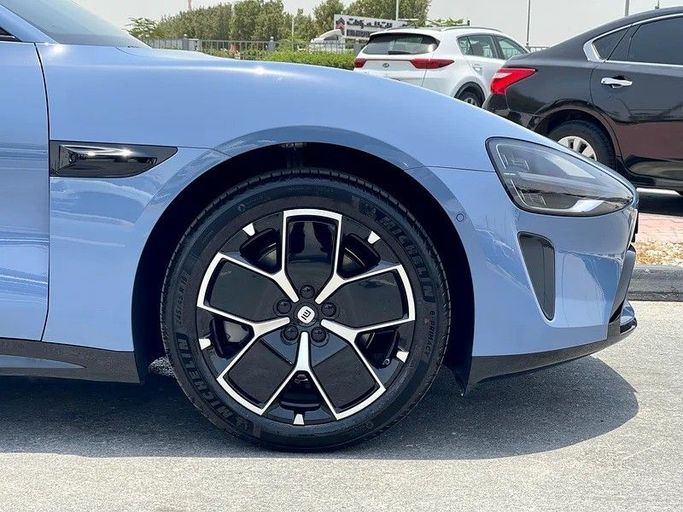 New Xiaomi SU7, 2024 in Dubai by 66 Motors, Light Blue color. Chinese Specs | AUTO.AE