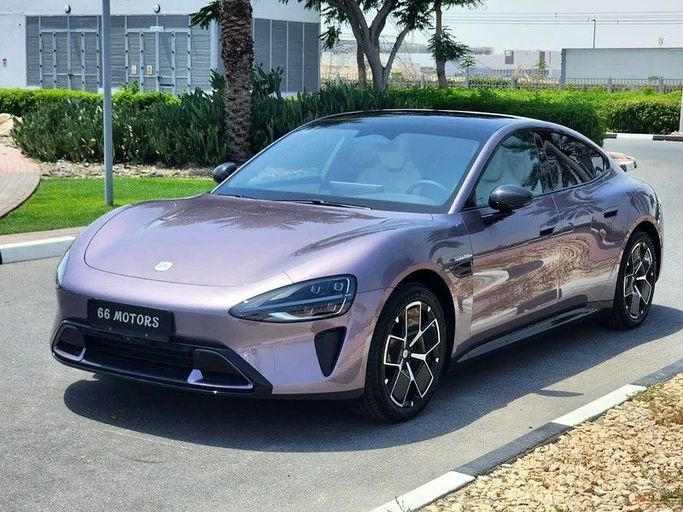New Xiaomi SU7, 2024 in Dubai by 66 Motors, Purple color. Chinese Specs | AUTO.AE