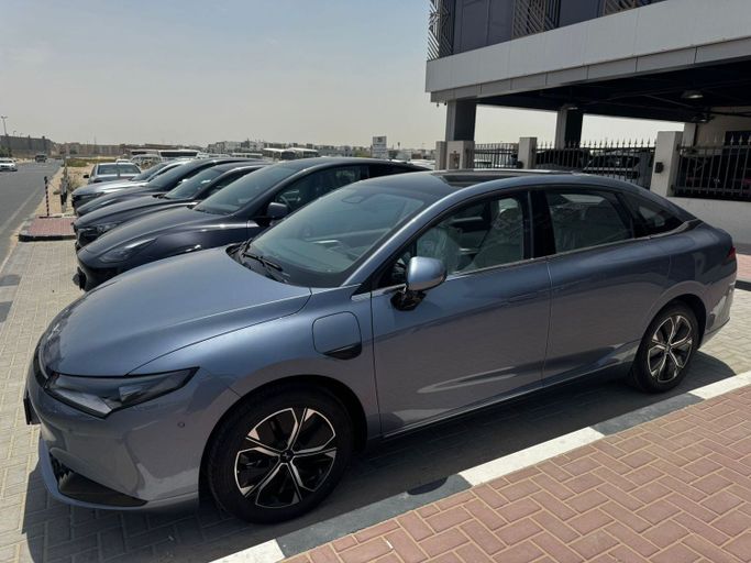New Xpeng P5, 2023 in Dubai by Evxport, Navy Blue color. Chinese Specs | AUTO.AE