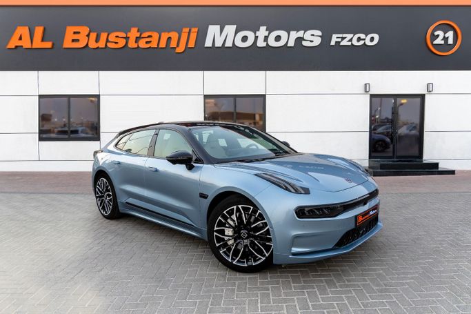 New Zeekr 001 I Facelift 1, 2024 in Dubai by Albustanji Motors FZCO, Light Blue color. GCC Specs | AUTO.AE