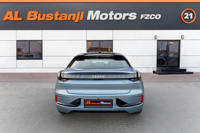 New Zeekr 001 I Facelift 1, 2024 in Dubai by Albustanji Motors FZCO, Light Blue color. GCC Specs | AUTO.AE
