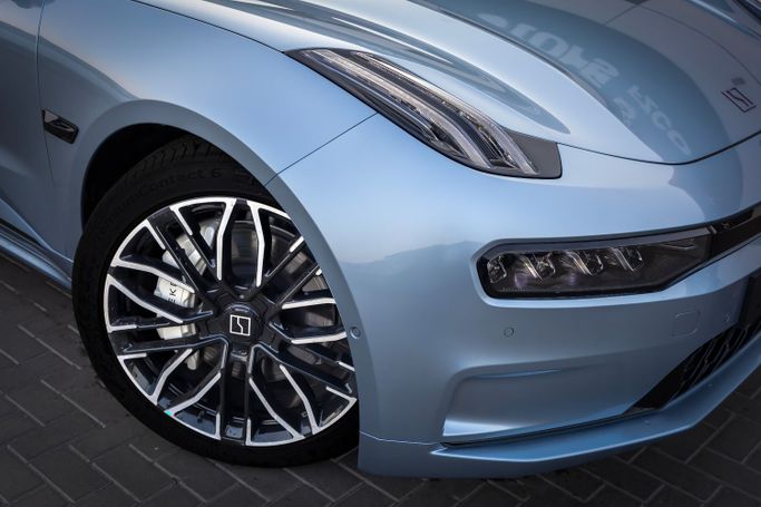 New Zeekr 001 I Facelift 1, 2024 in Dubai by Albustanji Motors FZCO, Light Blue color. GCC Specs | AUTO.AE