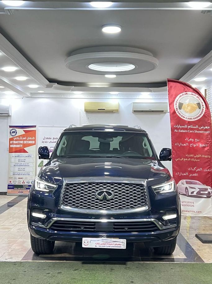 مستعملة Infiniti QX80 أنا فيس ليفت 2, 5.6 l, 2019 في في عمان, المسكات عنب طيب الشذا من AL SALAM CARS SHOWROOM، اللون أزرق. مواصفات الخليج | AUTO.AE | إعلان #253633