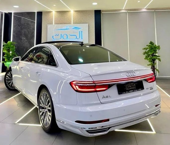 Used Audi A8 Long 55 TFSI IV (D5), 3.0 l, 2020 in Sharjah by Ayoon Alhoot Motors, White color. GCC Specs | AUTO.AE