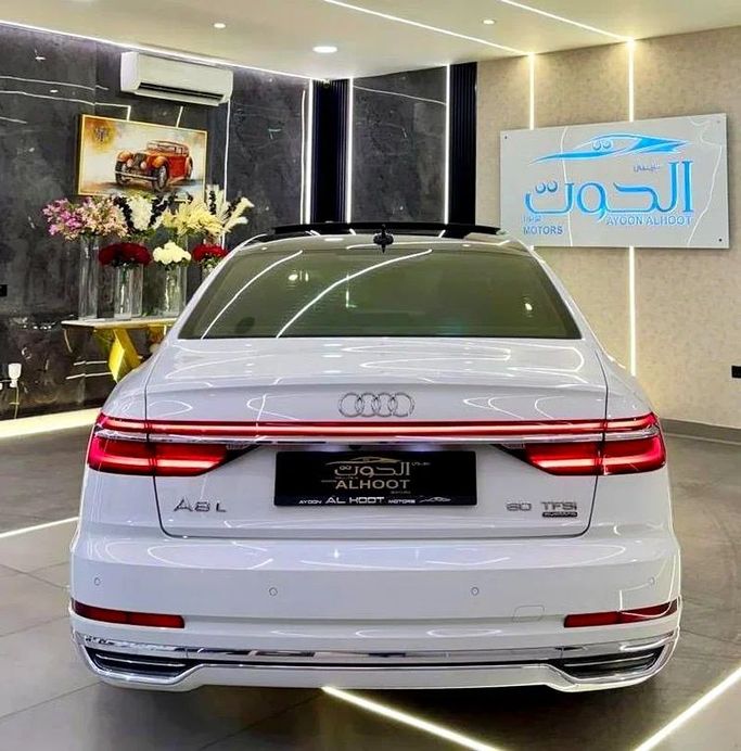 Used Audi A8 Long 55 TFSI IV (D5), 3.0 l, 2020 in Sharjah by Ayoon Alhoot Motors, White color. GCC Specs | AUTO.AE