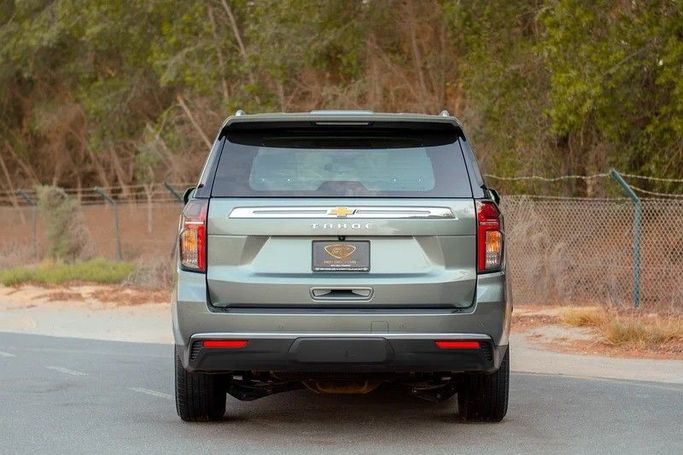 Used Chevrolet Tahoe V, 5.3 l, 2023 in Sharjah by First Choice Cars, Green color. GCC Specs | AUTO.AE