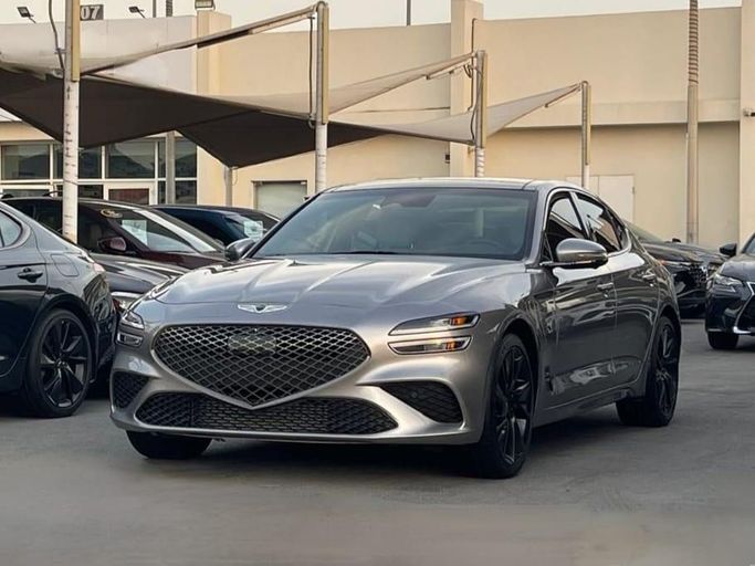 Used Genesis G70 I Facelift, 3.3 l, 2023 in Sharjah by Al Nukhba Al Malakyah Used Cars, Grey color. American Specs | AUTO.AE