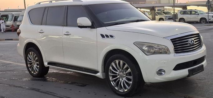 Used Infiniti QX56 II, 5.6 l, 2013 in Sharjah by Al Najem Used Cars, White color. GCC Specs | AUTO.AE