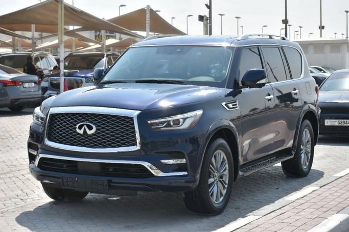 Подержанный Infiniti QX80 I Рестайлинг 3, 5.6 л, 2022 в Шардже от Alfaris Used Cars Синий цвет. Other | AUTO.AE