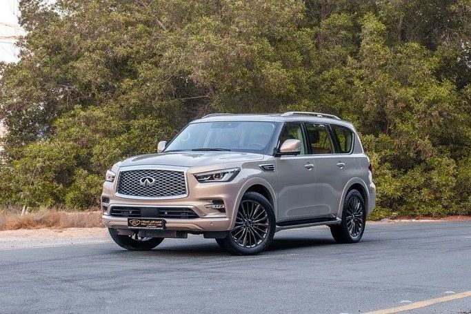 Used Infiniti QX80 I Facelift 3, 5.6 l, 2023 in Sharjah by First Choice Cars, Grey color. GCC Specs | AUTO.AE