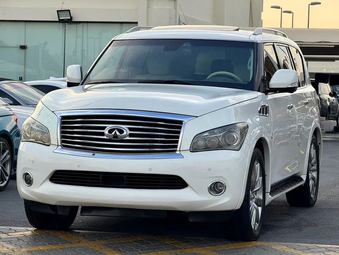 Used ⁦Infiniti QX80 I (Z62), 5.6 l, 2014⁩ in UAE, Sharjah by ASAL ALHAIBAH USED CARS, White color. GCC Specs | AUTO.AE | Listing #287264