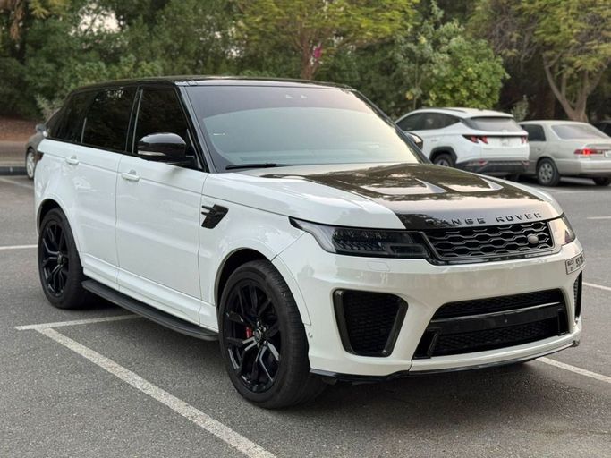 Used Land Rover Range Rover Sport SVR II Facelift, 5.0 l, 2019 in Sharjah by Nour Alnukhba Motors, White color. GCC Specs | AUTO.AE