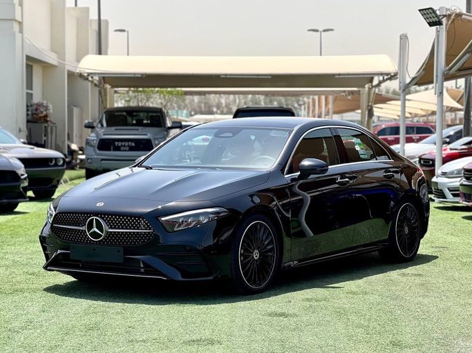 New Mercedes-Benz A-Class 180 Long IV (W177) Facelift, 1.3 l, 2025 in Sharjah by Lamer Motors, Black color. GCC Specs | AUTO.AE