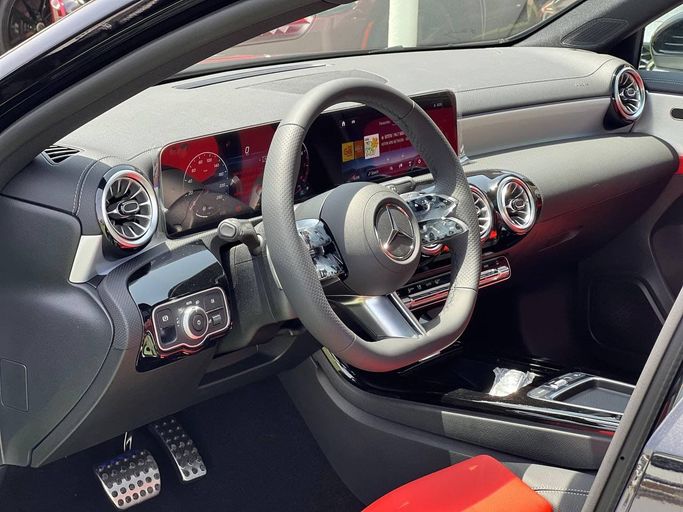 New Mercedes-Benz A-Class 180 Long IV (W177) Facelift, 1.3 l, 2025 in Sharjah by Lamer Motors, Black color. GCC Specs | AUTO.AE