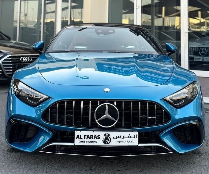 Used Mercedes-Benz SL-Class AMG 63 AMG IV (R232), 4.0 l, 2023 in Sharjah by Al Faras al Thahabi Used Cars, Light Blue color.  | AUTO.AE