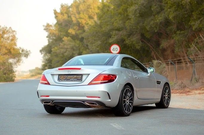 Used Mercedes-Benz SLC 200 I (R172), 2.0 l, 2017 in Sharjah by First Choice Cars, Silver color. GCC Specs | AUTO.AE