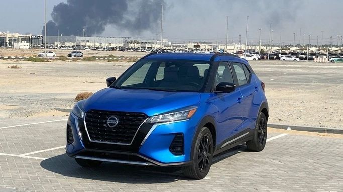 Used Nissan Kicks I Facelift, 1.6 l, 2021 in Sharjah by Halla Cars, Blue color. Canadian Specs | AUTO.AE