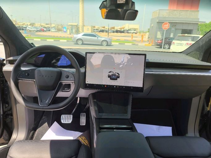 New Tesla Model X Long Range I Facelift, 2024 in Sharjah by MK Cars, Black color. American Specs | AUTO.AE