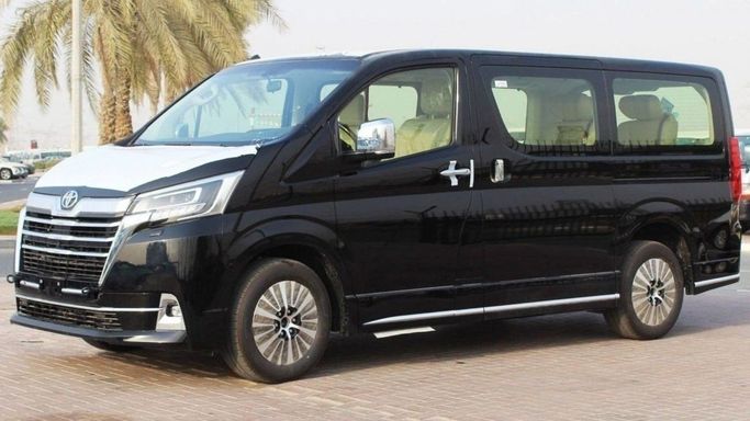 New Toyota Granvia II, 2.8 l, 2024 in Sharjah by Nour Alnukhba Motors, Black color. GCC Specs | AUTO.AE