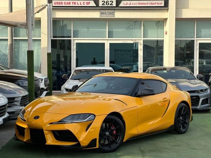 Used Toyota Supra V (A90), 3.0 l, 2023 in Sharjah by Noor Al Seyoh Used Cars, Yellow color. GCC Specs | AUTO.AE