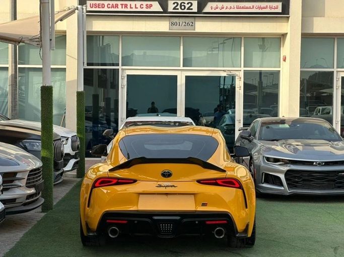 Used Toyota Supra V (A90), 3.0 l, 2023 in Sharjah by Noor Al Seyoh Used Cars, Yellow color. GCC Specs | AUTO.AE