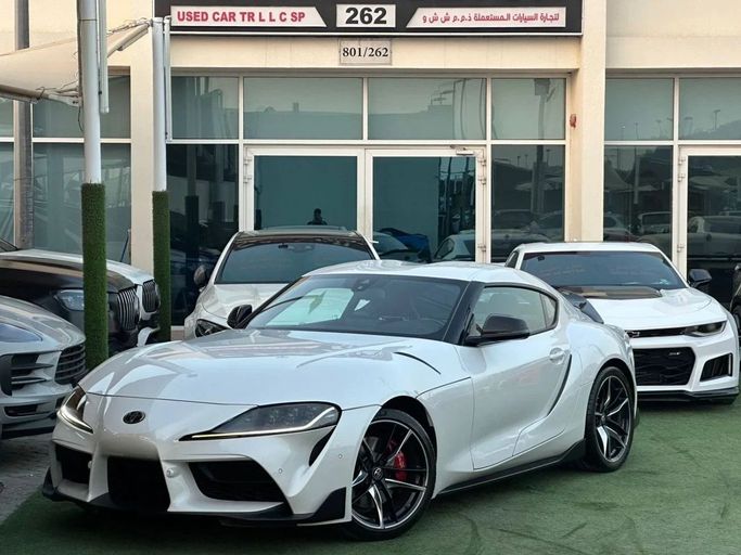 Used Toyota Supra V (A90), 3.0 l, 2022 in Sharjah by Noor Al Seyoh Used Cars, White color. GCC Specs | AUTO.AE