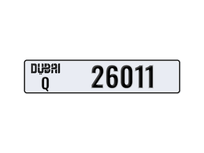 لوحة السيارة Q 26011 للبيع في في الإمارات, دبي. 5-رقما – سيارة خاصة | AUTO.AE | إعلان #283093