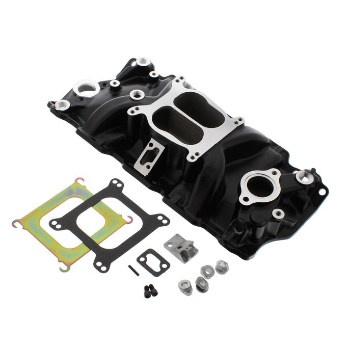 SUM-226061-B, Summit Racing™ Black Cast Aluminum SBC Intake Manifold for 1987-1995 Chevy 305, 350 SUM-226061-B in UAE, Dubai. Condition - new. Price 1,010 AED. Photo, seller contacts | AUTO.AE