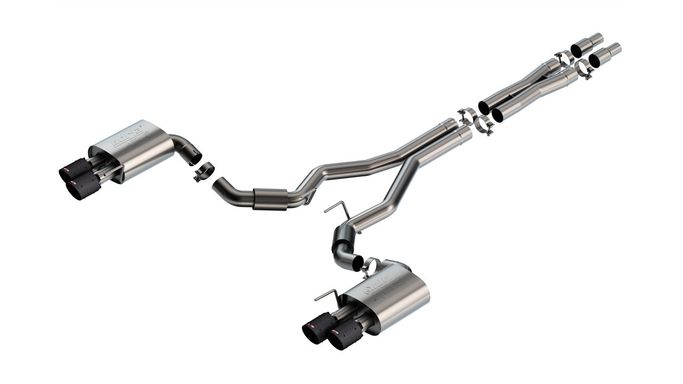 140970CFBA, BORLA 140970CFBA Exhaust system Cat-Back ATAK 3" D RD SE AC CFBA SR Tip: 4" RD X 6.62" Carbon fiber black anodized Quad tip (Non-active exhaust) for FORD Mustang GT 5.0L V8 2024 في الإمارات العربية المتحدة, دبي. Condition - new. Price ⁦13,160 AED⁩. Photo, seller contacts | AUTO.AE