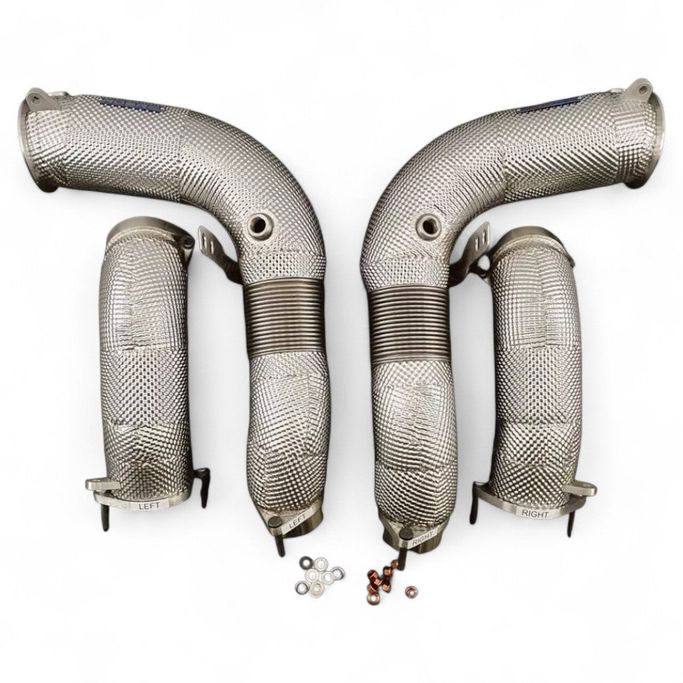 RS.G90M5.DP, RED STAR EXHAUST RS.G90M5.DP Catless Downpipes Full Kit Heat Shielded for BMW M5 (G90 / G99) в ОАЭ, Дубай. Состояние - новое. Цена ⁦11 970 AED⁩. Фото, контакты продавца | AUTO.AE
