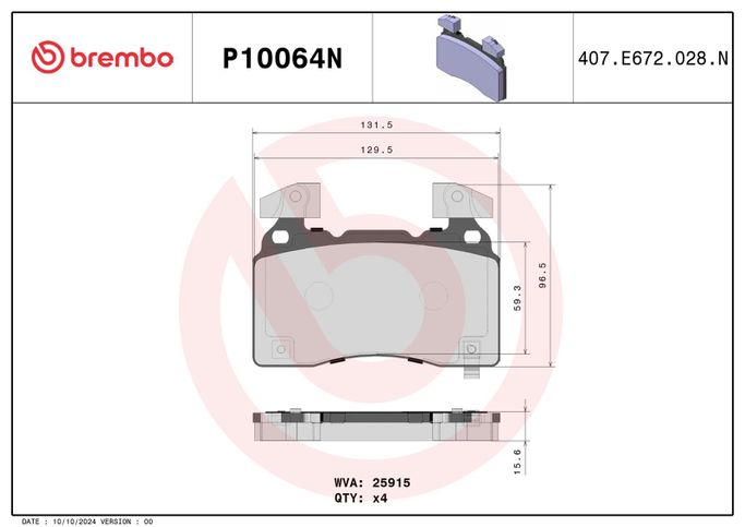 BBO-P10064N, Brembo NAO Ceramic Brake Pads P10064N in UAE, Dubai. Condition - new. Price 640 AED. Photo, seller contacts | AUTO.AE