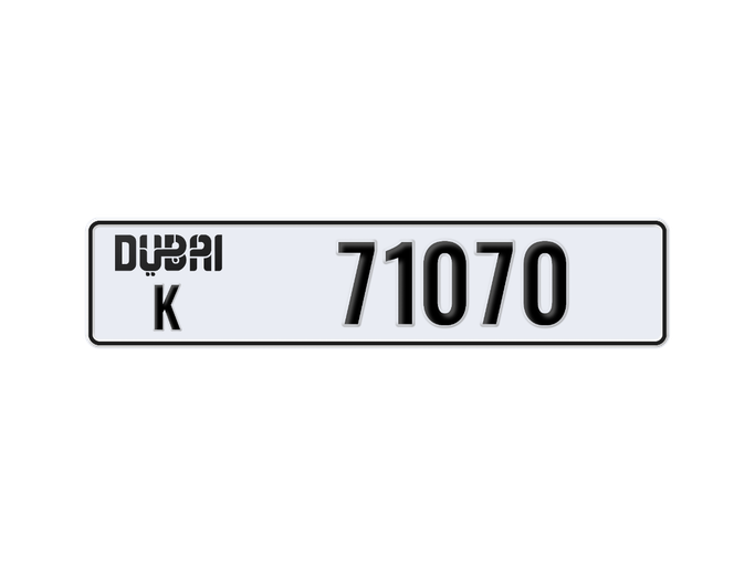 Продажа номерного знака K 71070 в ОАЭ, Дубай. 5 знаков частная машина | AUTO.AE | Объявление #294487