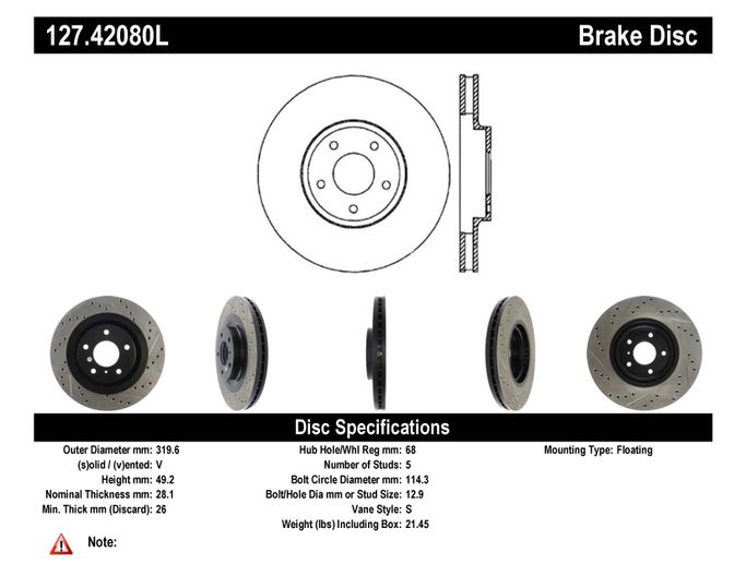 127.42080L, STOPTECH 127.42080L Front Sport Drilled & Slotted Rotor Left INFINITI/NISSAN 350Z/370Z/Altima/EX35 2003-2019 في الإمارات العربية المتحدة, دبي. Condition - new. Price ⁦1,390 AED⁩. Photo, seller contacts | AUTO.AE