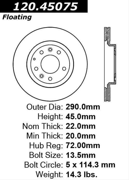 CEB-120-45075, Centric Premium Brake Rotors for 2006-2015 MX-5 MIATA - 120.45075 في الإمارات العربية المتحدة, دبي. Condition - new. Price 330 AED. Photo, seller contacts | AUTO.AE