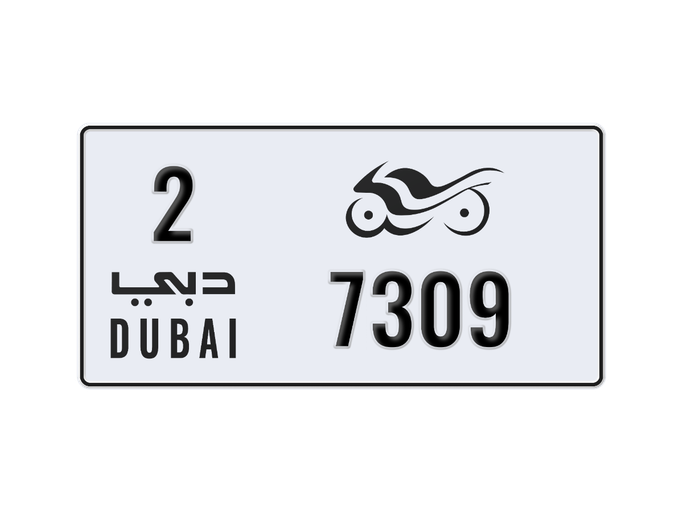 License plate 2 7309 for sale in Dubai. 4-digit – motorcycle | AUTO.AE | Listing #263662