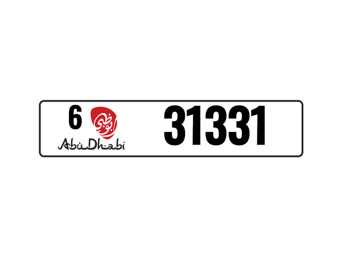 Продажа номерного знака 6 31331 в Абу-Даби. 5 знаков частная машина | AUTO.AE