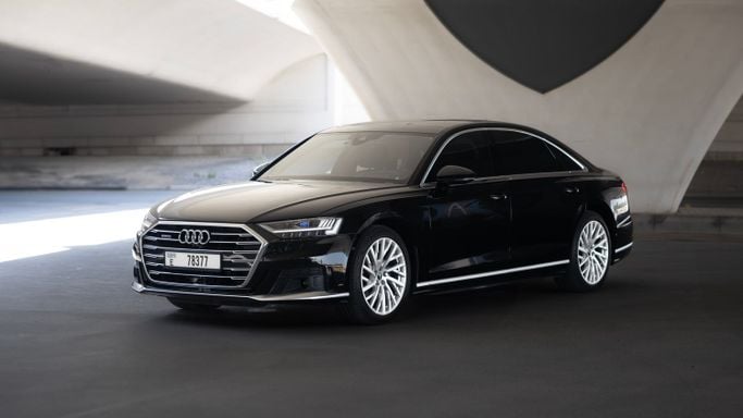 Audi A8 IV (D5), 2021 седан  класса в Дубае от AVA car rental черный цвет | AUTO.AE