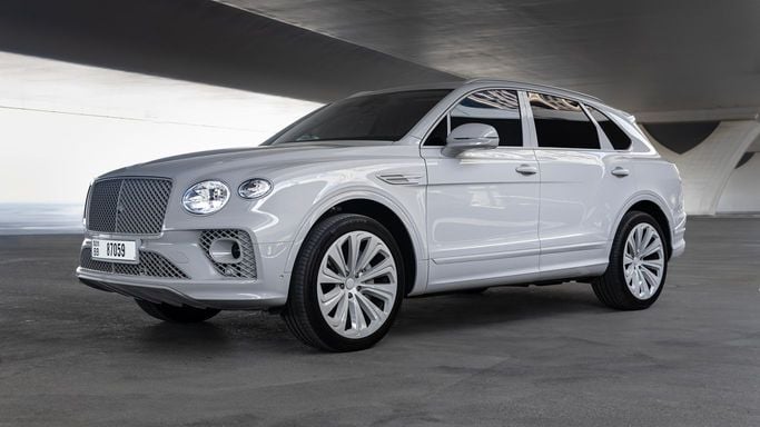 Bentley Bentayga I Facelift, 2021 luxury suv 5 dr. for rent in Dubai by AVA car rental, grey color | AUTO.AE
